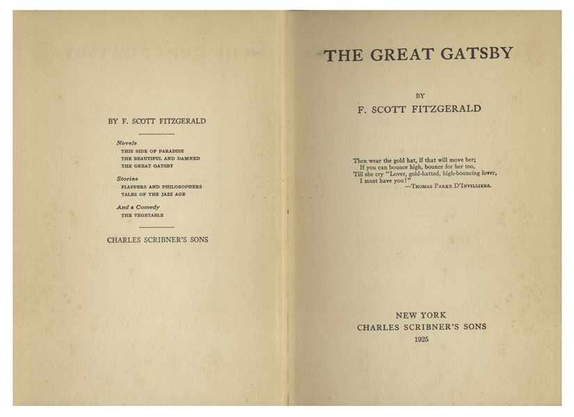 First Edition, First Printing of ''The Great Gatsby''